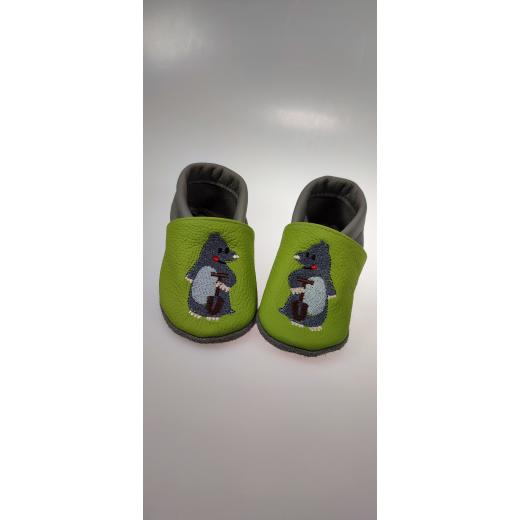 Lederpuschen Maulwurf gestickt