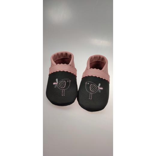 Lederpuschen Vögelchen gestickt