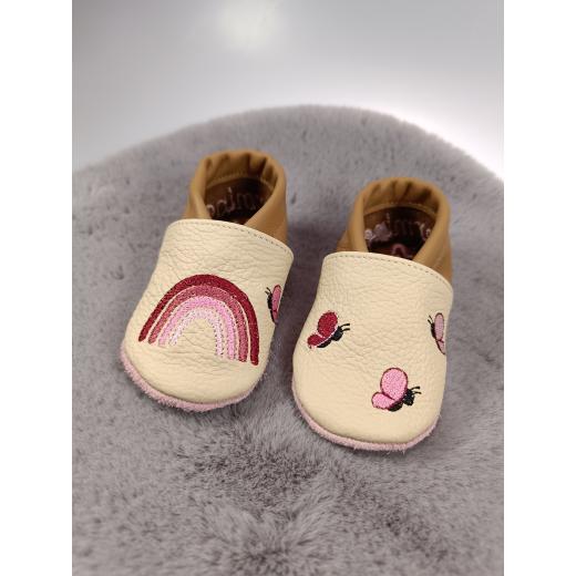 Lederpuschen Regenbogen/Schmetterlinge