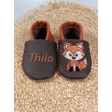 Lederpuschen Fuchs/Name gestickt