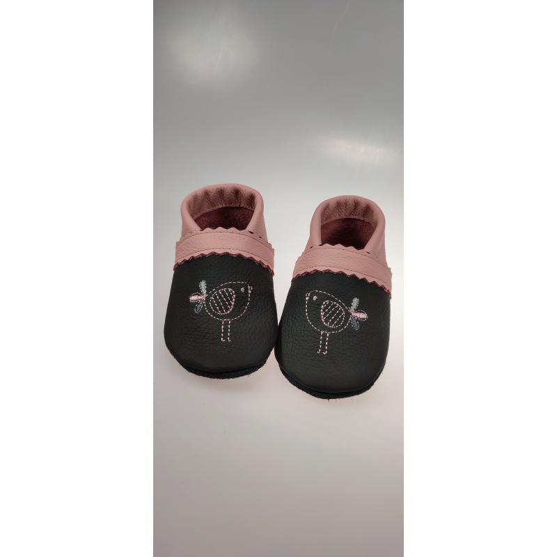 Lederpuschen Vögelchen gestickt