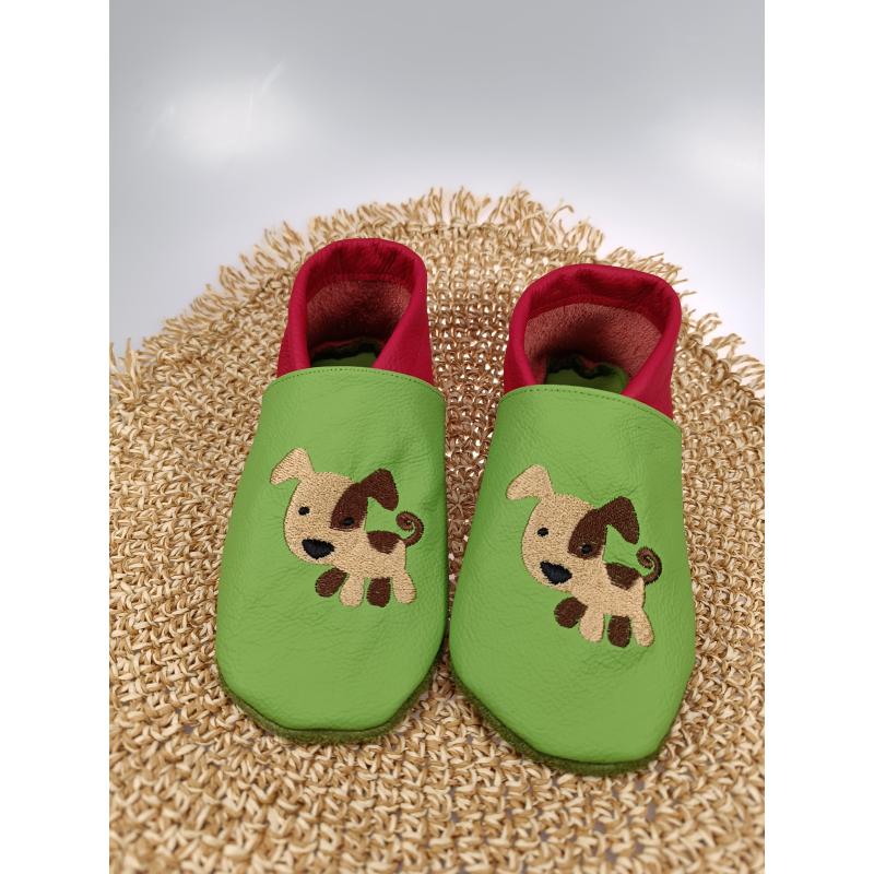 Lederpuschen Hund mehrfarbig gestickt 