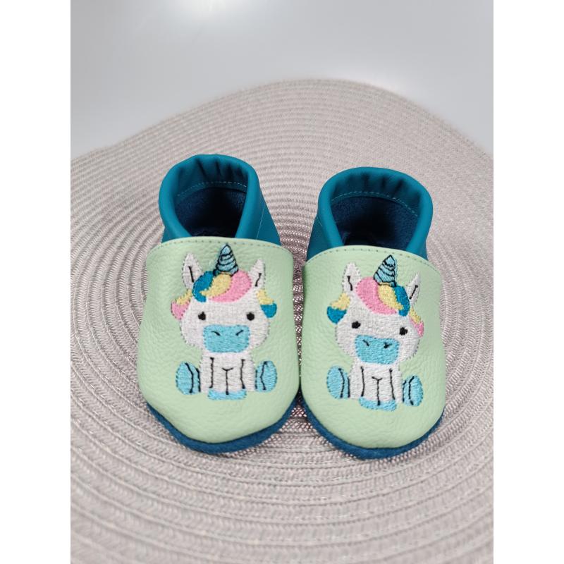 Lederpuschen sitzendes Einhorn gestickt 