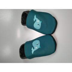 Lederpuschen Wal gestickt