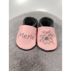 Lederpuschen Pusteblume/Namen gestickt